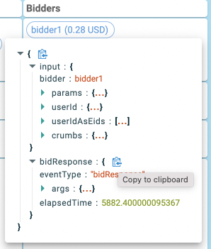 AdUnits screen bidders detail